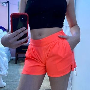 Mid rise bright coral shorts